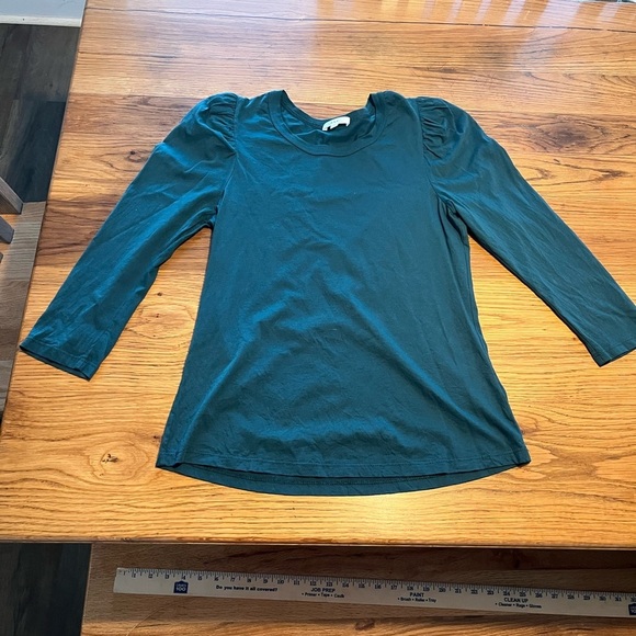 A.L.C. Fitted Green Puff Sleeve Blouse Size Small - Picture 1 of 8